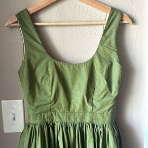 Green Open Back Green Raw Hem Mini Dress